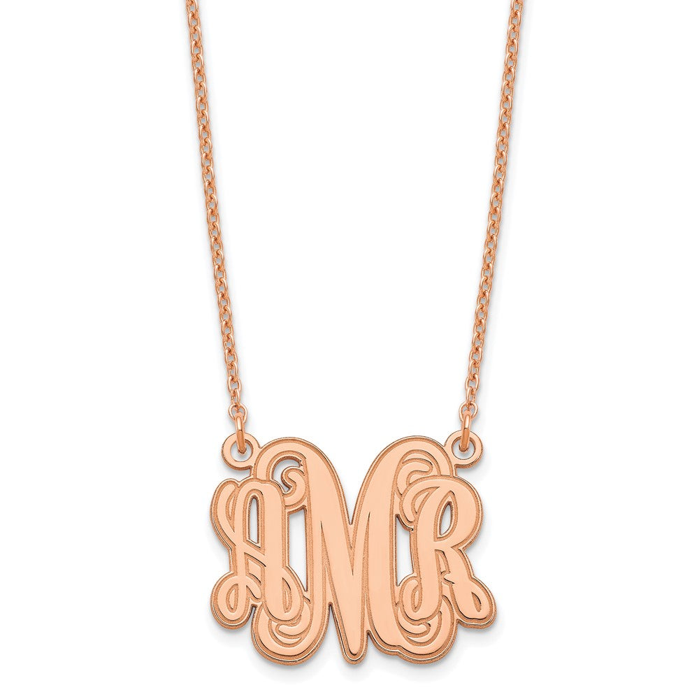 Roségoldbeschichtet Sterlingsilber /rose Geätzt Monogramm Halskette