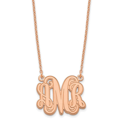 Roségoldbeschichtet Sterlingsilber /rose Geätzt Monogramm Halskette