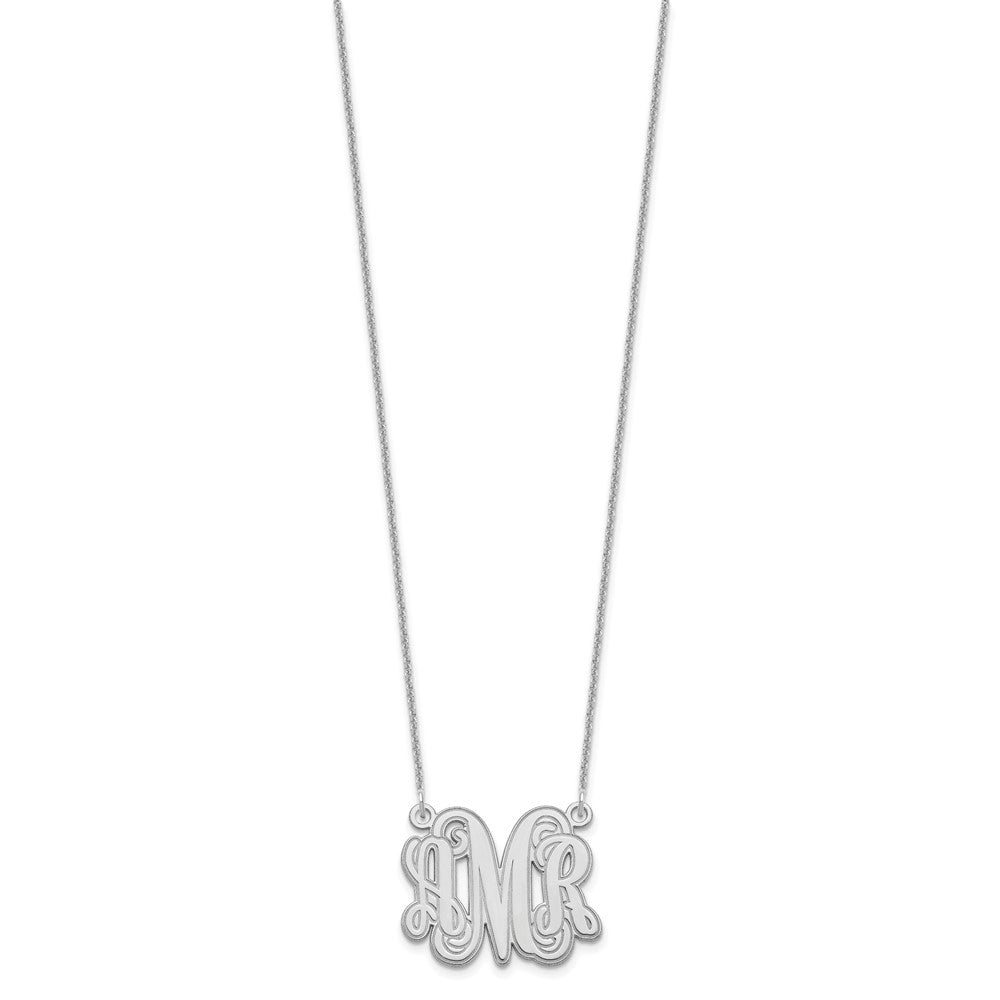 14K Weißgold Geätzt Monogramm Halskette