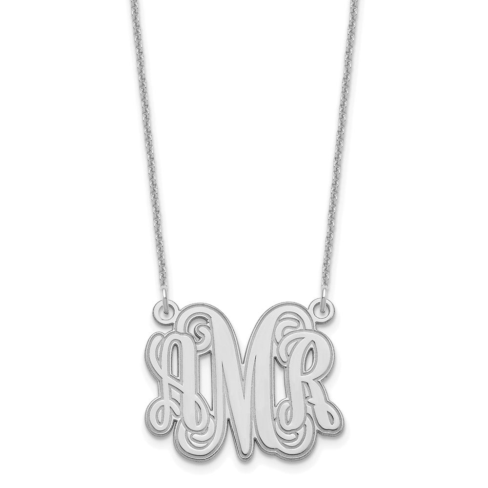 14K Weißgold Geätzt Monogramm Halskette