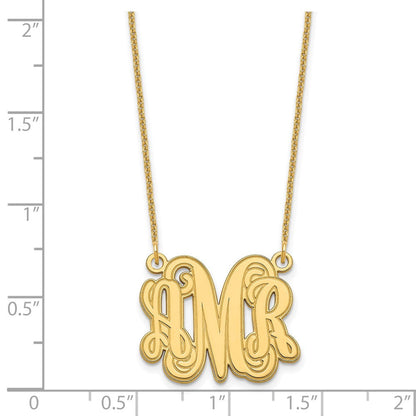 14K Gelbgold Geätzt Monogramm Halskette