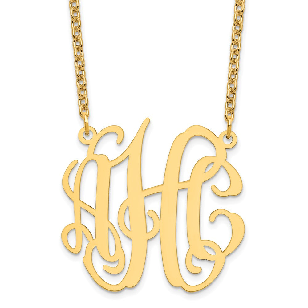 Vergoldet Sterlingsilber /gold Mittel Monogramm Halskette