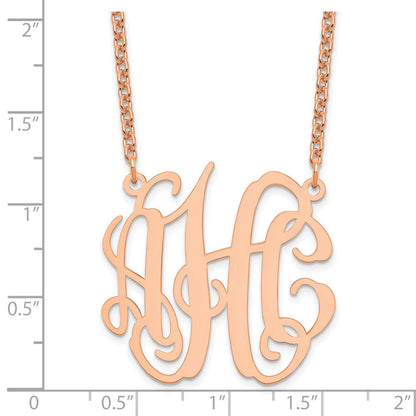 Roségoldbeschichtet Sterlingsilber /rose Mittel Monogramm Halskette