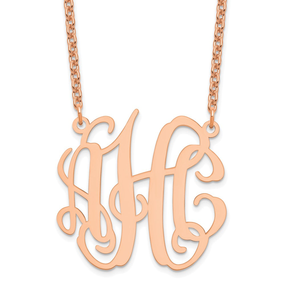 Roségoldbeschichtet Sterlingsilber /rose Mittel Monogramm Halskette