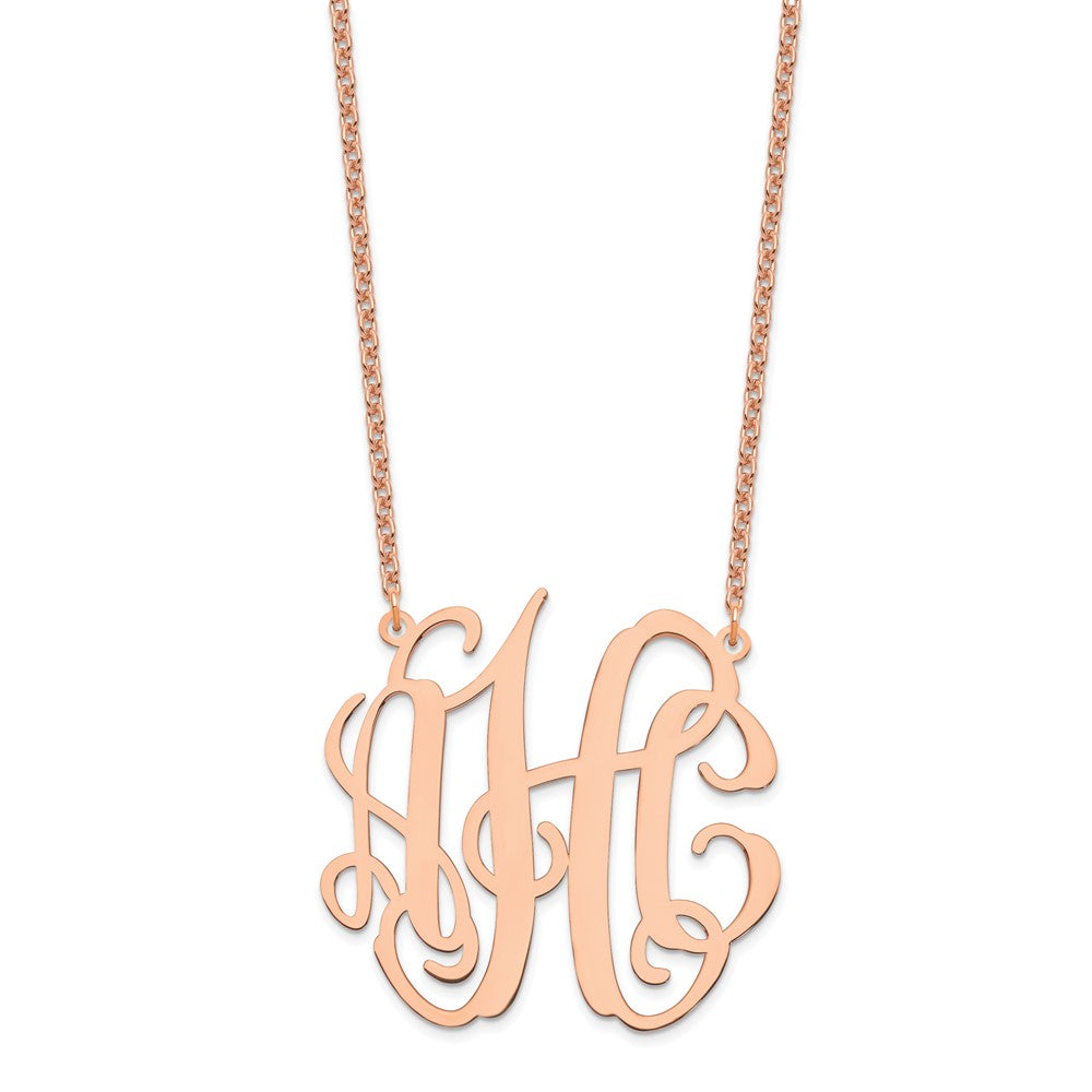 Roségoldbeschichtet Sterlingsilber /rose Groß Monogramm Halskette