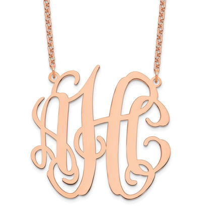 Roségoldbeschichtet Sterlingsilber /rose Groß Monogramm Halskette