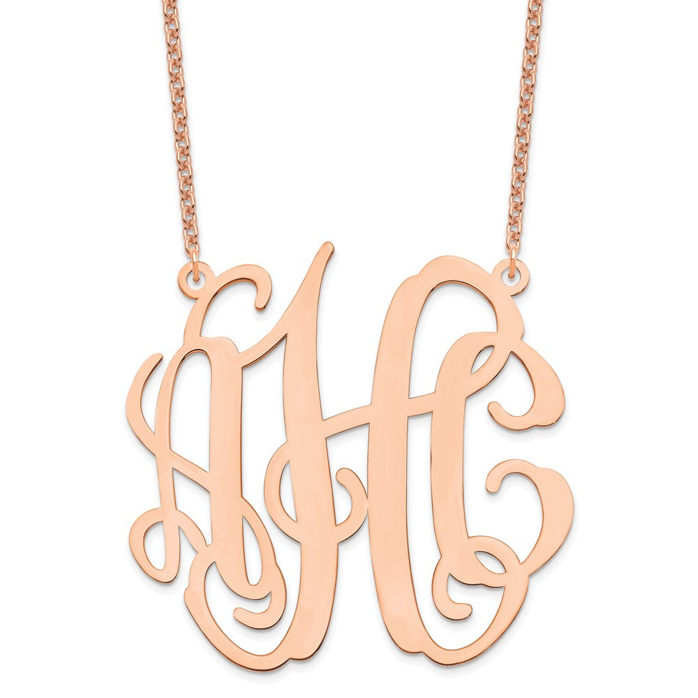 Roségoldbeschichtet Sterlingsilber /rose Groß Monogramm Halskette
