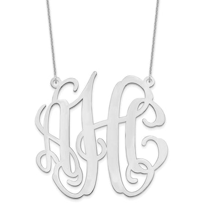 14K Weißgold Groß Monogramm Halskette