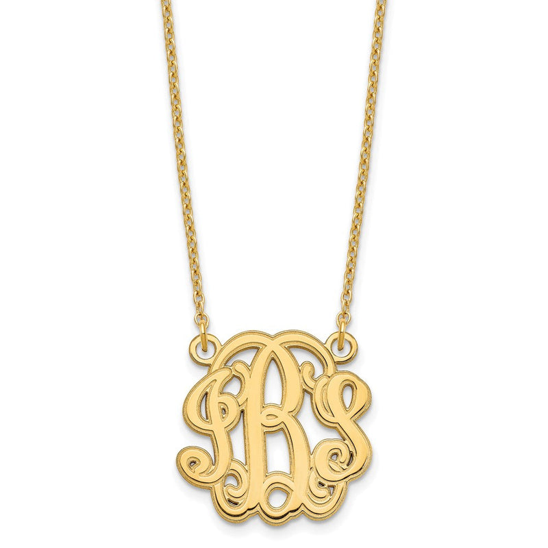 Vergoldet Sterlingsilber /gold Geätzt Monogramm Halskette
