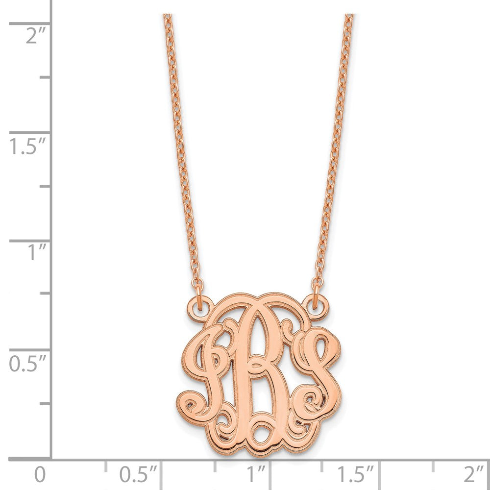 Roségoldbeschichtet Sterlingsilber /rose Geätzt Monogramm Halskette