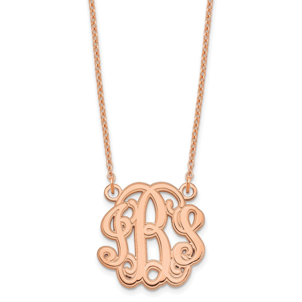 Roségoldbeschichtet Sterlingsilber /rose Geätzt Monogramm Halskette