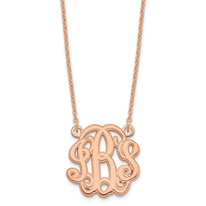 Roségoldbeschichtet Sterlingsilber /rose Geätzt Monogramm Halskette