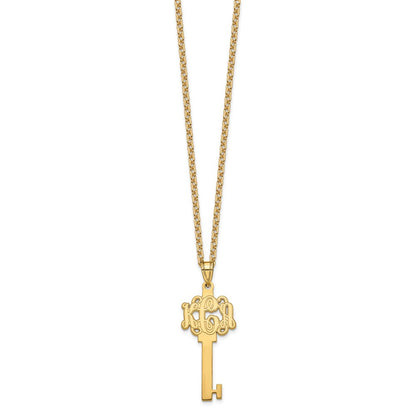 Vergoldet Sterlingsilber /gold Geätzt Monogramm Key Halskette