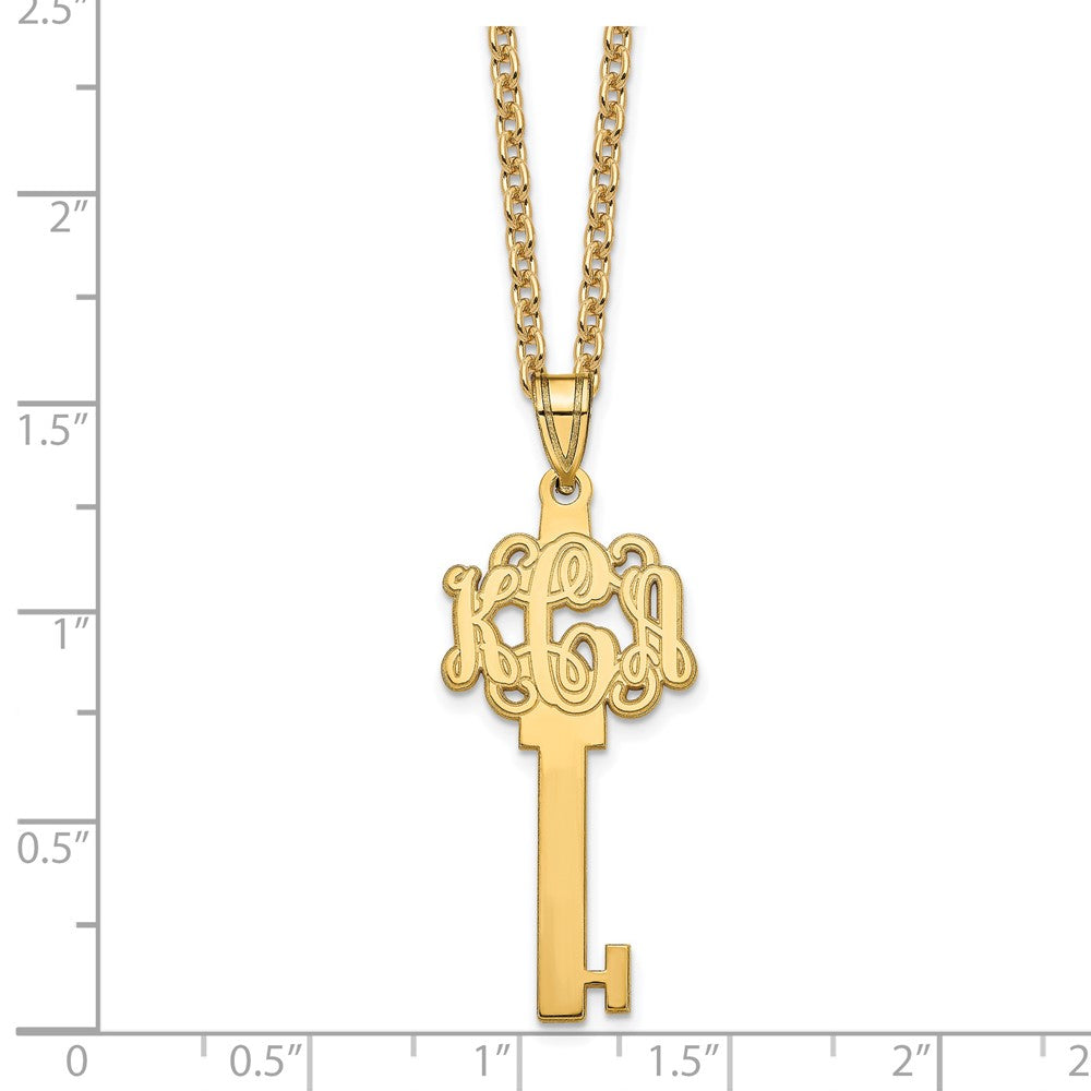 Vergoldet Sterlingsilber /gold Geätzt Monogramm Key Halskette