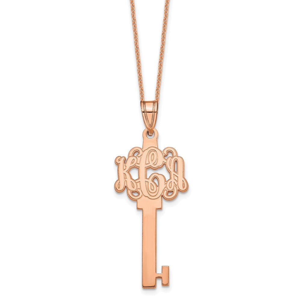 14K Roségold Geätzt Monogramm Key Halskette