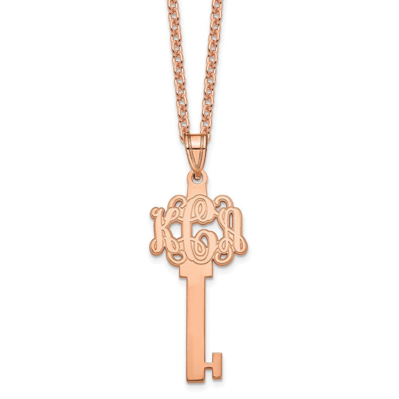 Roségoldbeschichtet Sterlingsilber /rose Geätzt Monogramm Key Halskette
