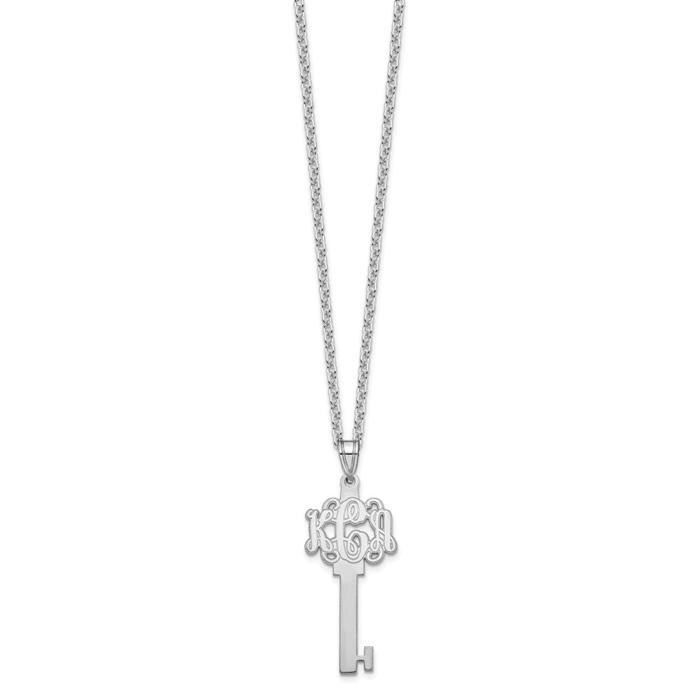 Sterlingsilber Silber/rhodiniert Geätzt Monogramm Key Halskette