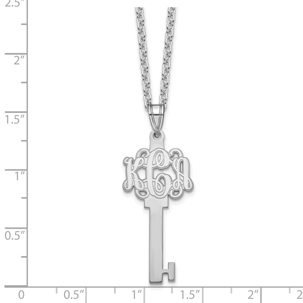 Sterlingsilber Silber/rhodiniert Geätzt Monogramm Key Halskette