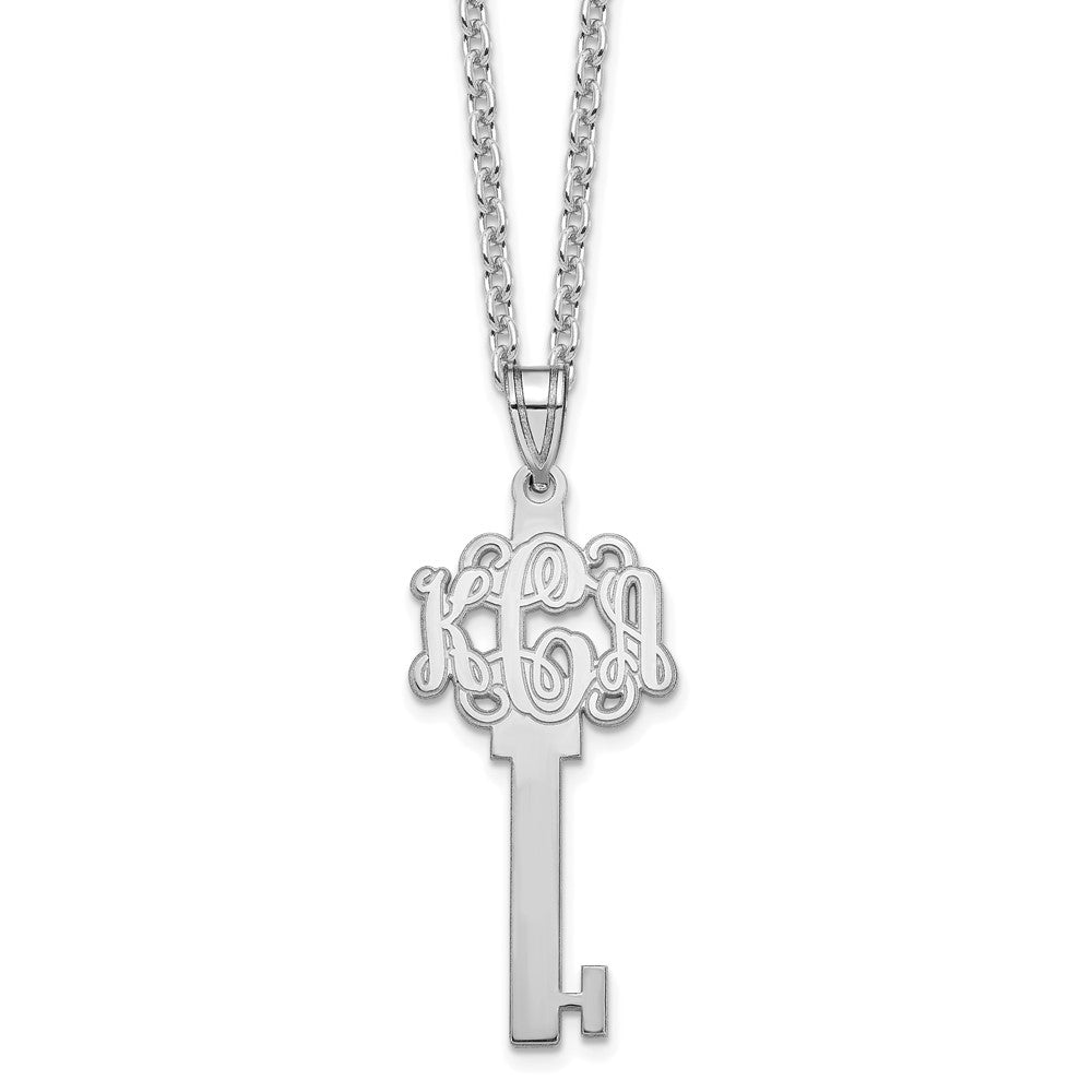 Sterlingsilber Silber/rhodiniert Geätzt Monogramm Key Halskette