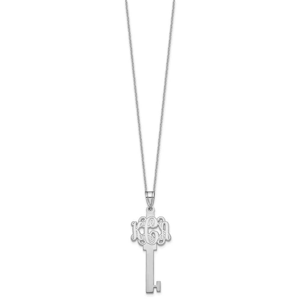 14K Weißgold Geätzt Monogramm Key Halskette