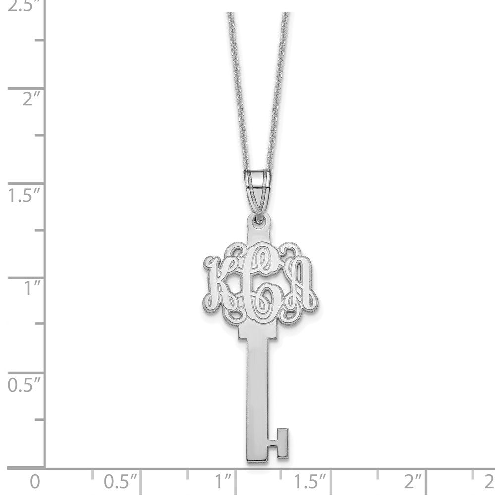 14K Weißgold Geätzt Monogramm Key Halskette