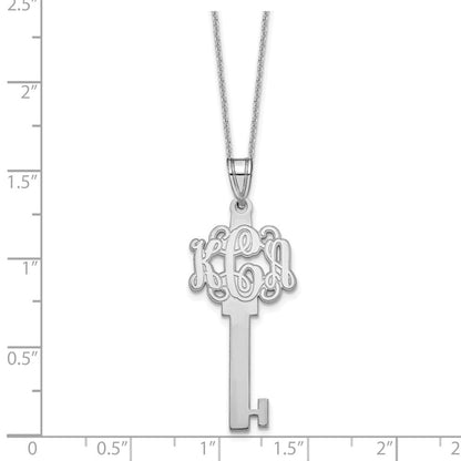 14K Weißgold Geätzt Monogramm Key Halskette