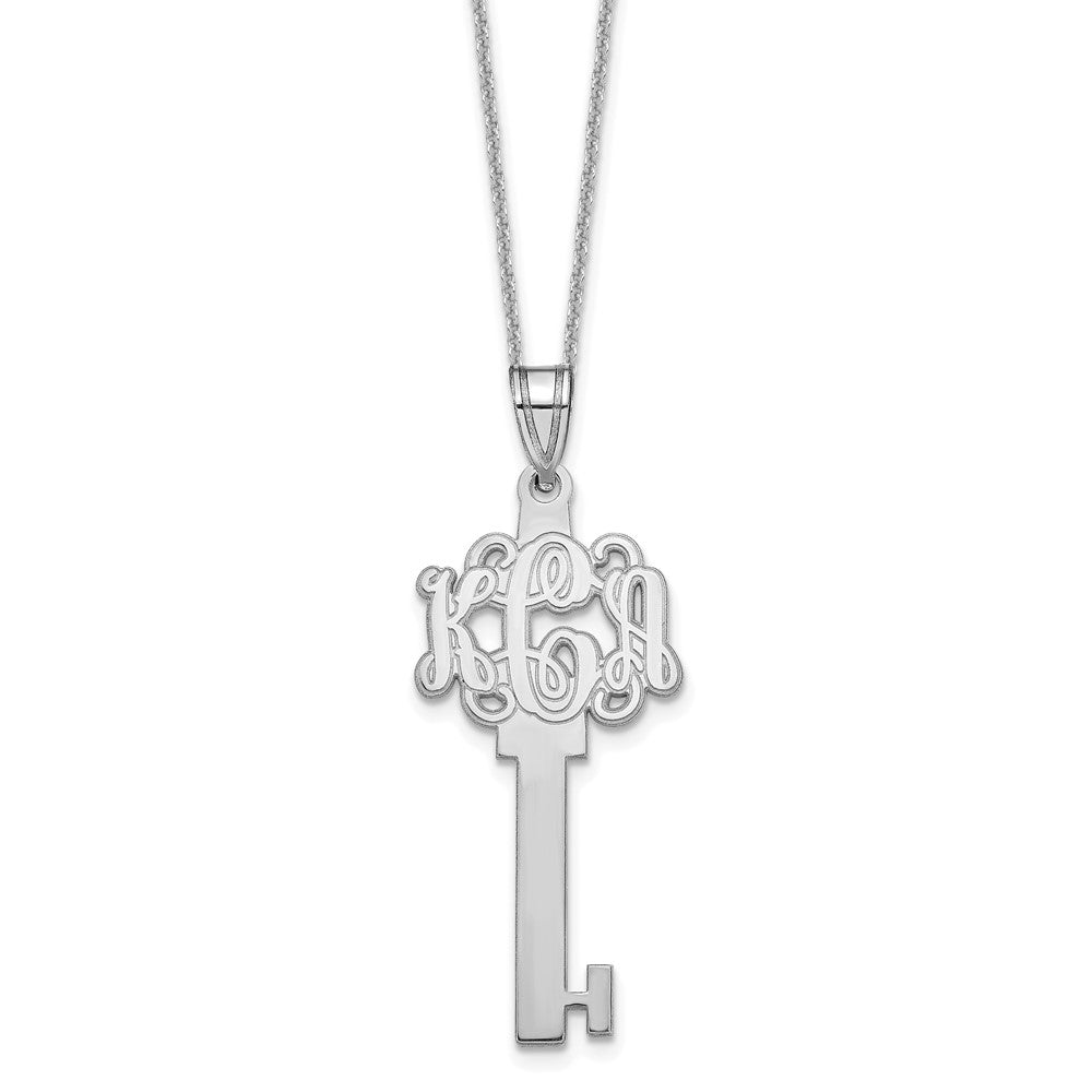 14K Weißgold Geätzt Monogramm Key Halskette