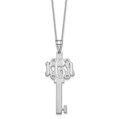 14K Weißgold Geätzt Monogramm Key Halskette