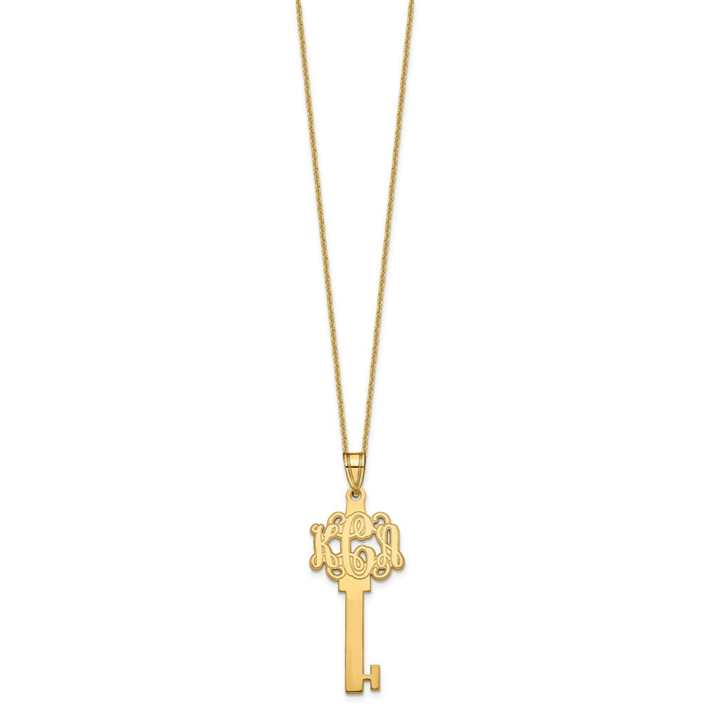 14K Gelbgold Geätzt Monogramm Key Halskette