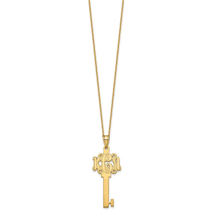 14K Gelbgold Geätzt Monogramm Key Halskette
