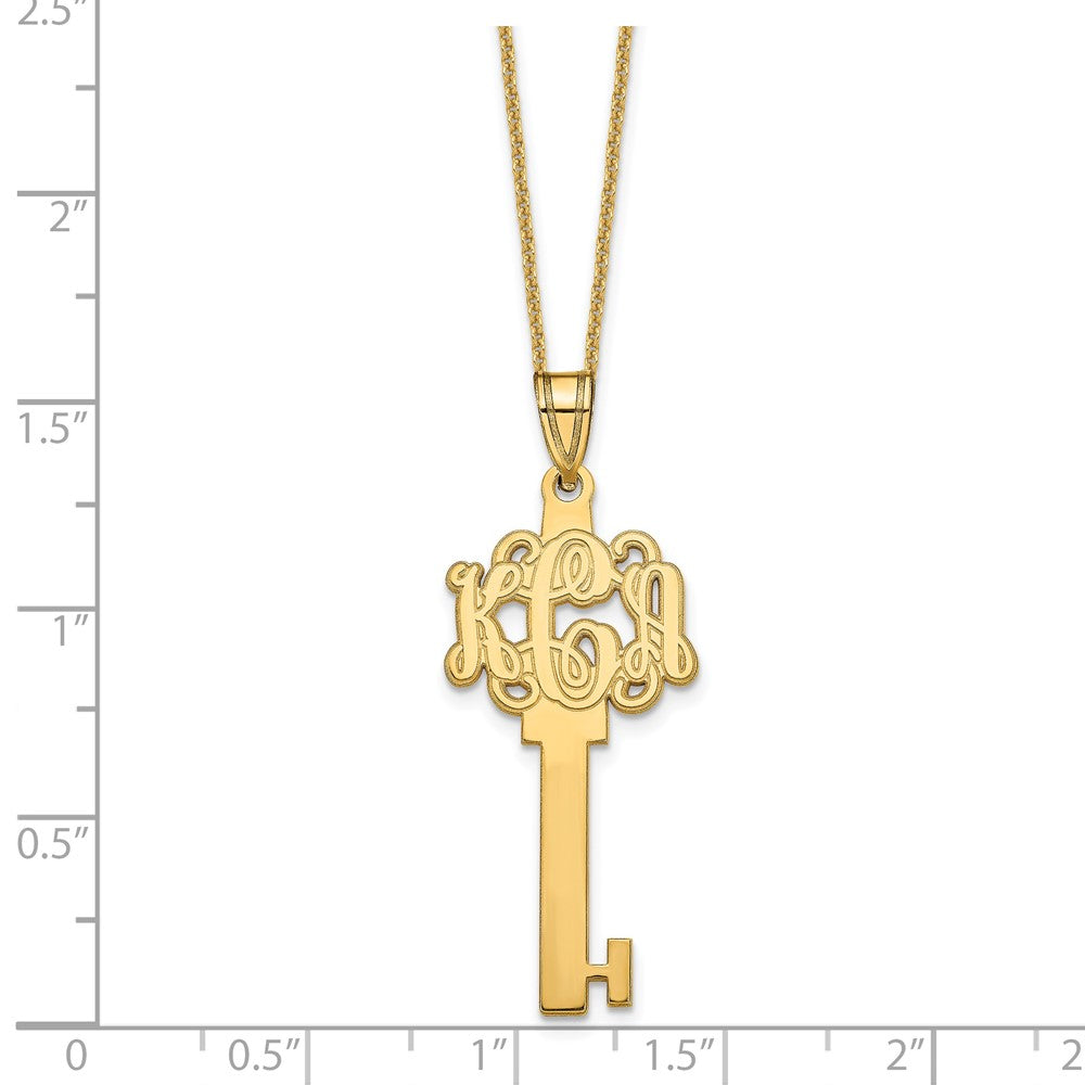 14K Gelbgold Geätzt Monogramm Key Halskette