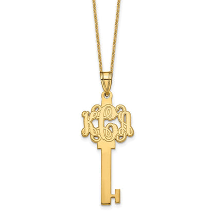 14K Gelbgold Geätzt Monogramm Key Halskette