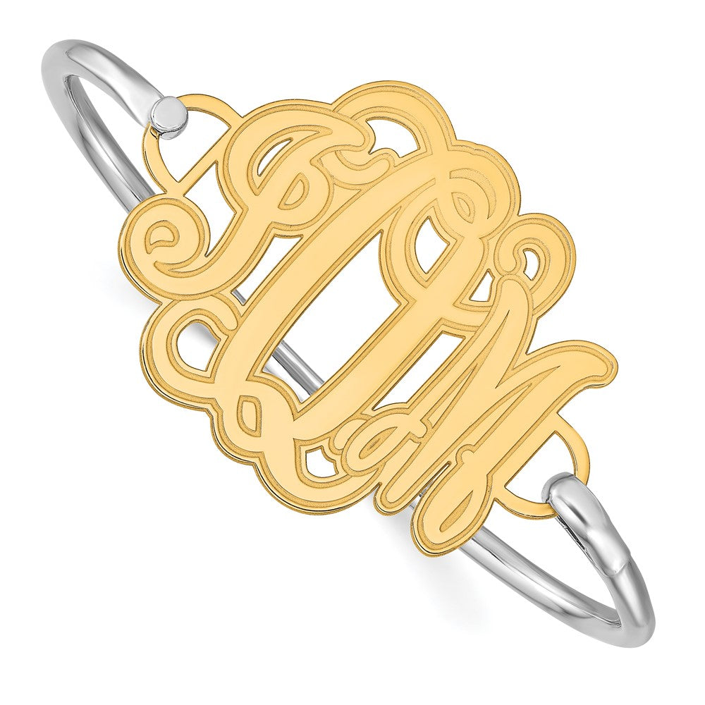 Vergoldet Geätzt Monogramm mit Sterlingsilber Armreif
