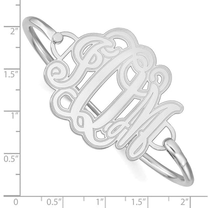 14K Weißgold Geätzt Monogramm mit Sterlingsilber Armreif
