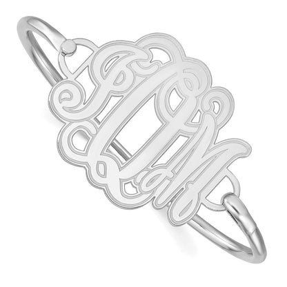 14K Weißgold Geätzt Monogramm mit Sterlingsilber Armreif