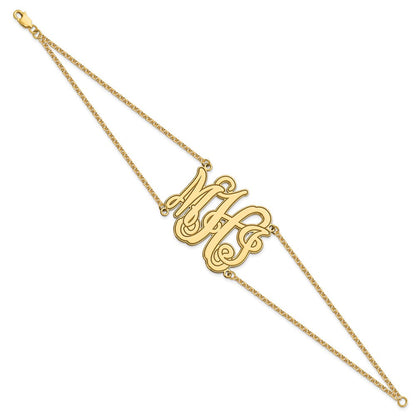 Vergoldet Geätzt Outline Monogramm Doppelt Gliederarmband