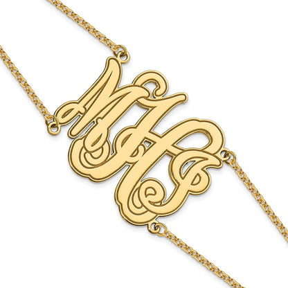 Vergoldet Geätzt Outline Monogramm Doppelt Gliederarmband