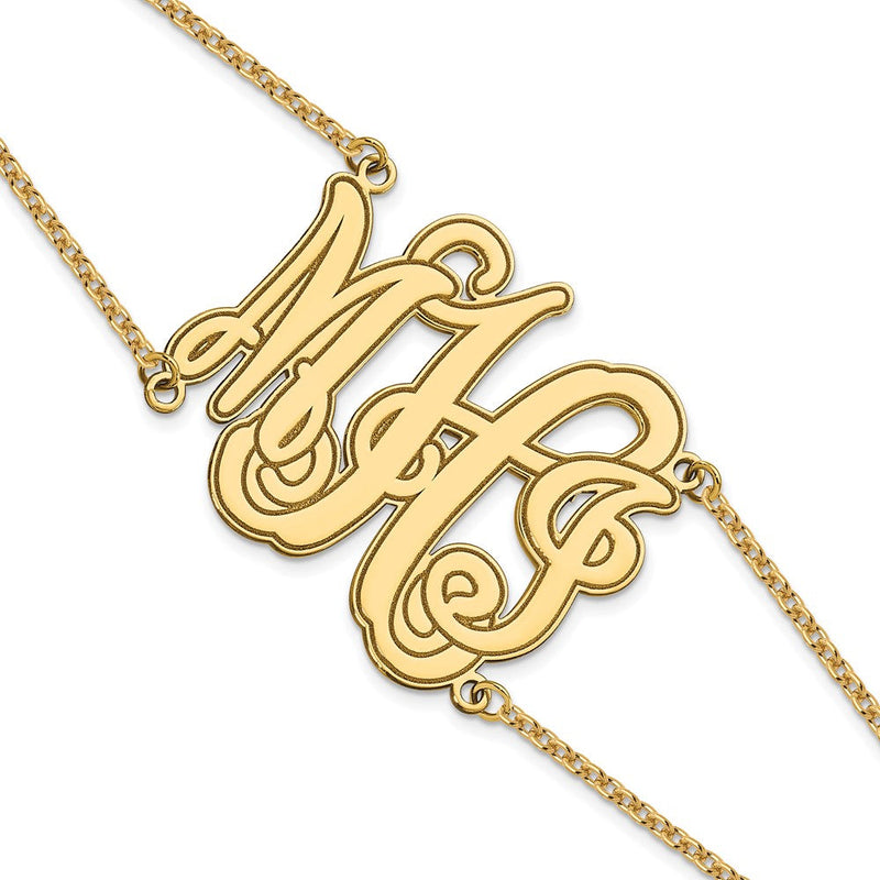 Vergoldet Geätzt Outline Monogramm Doppelt Gliederarmband