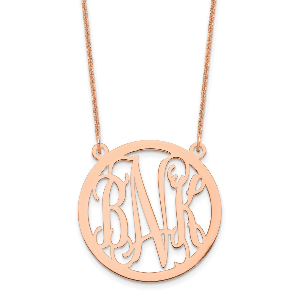 14K Roségold Rund Monogramm Halskette