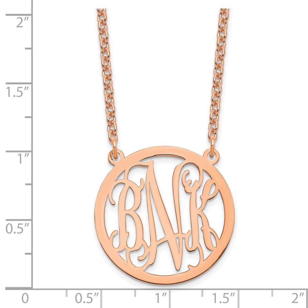 Roségoldbeschichtet Sterlingsilber /rose Rund Monogramm Halskette