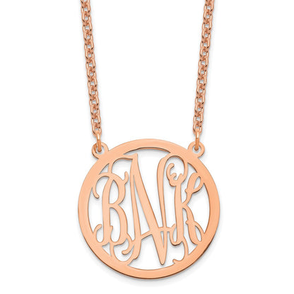 Roségoldbeschichtet Sterlingsilber /rose Rund Monogramm Halskette