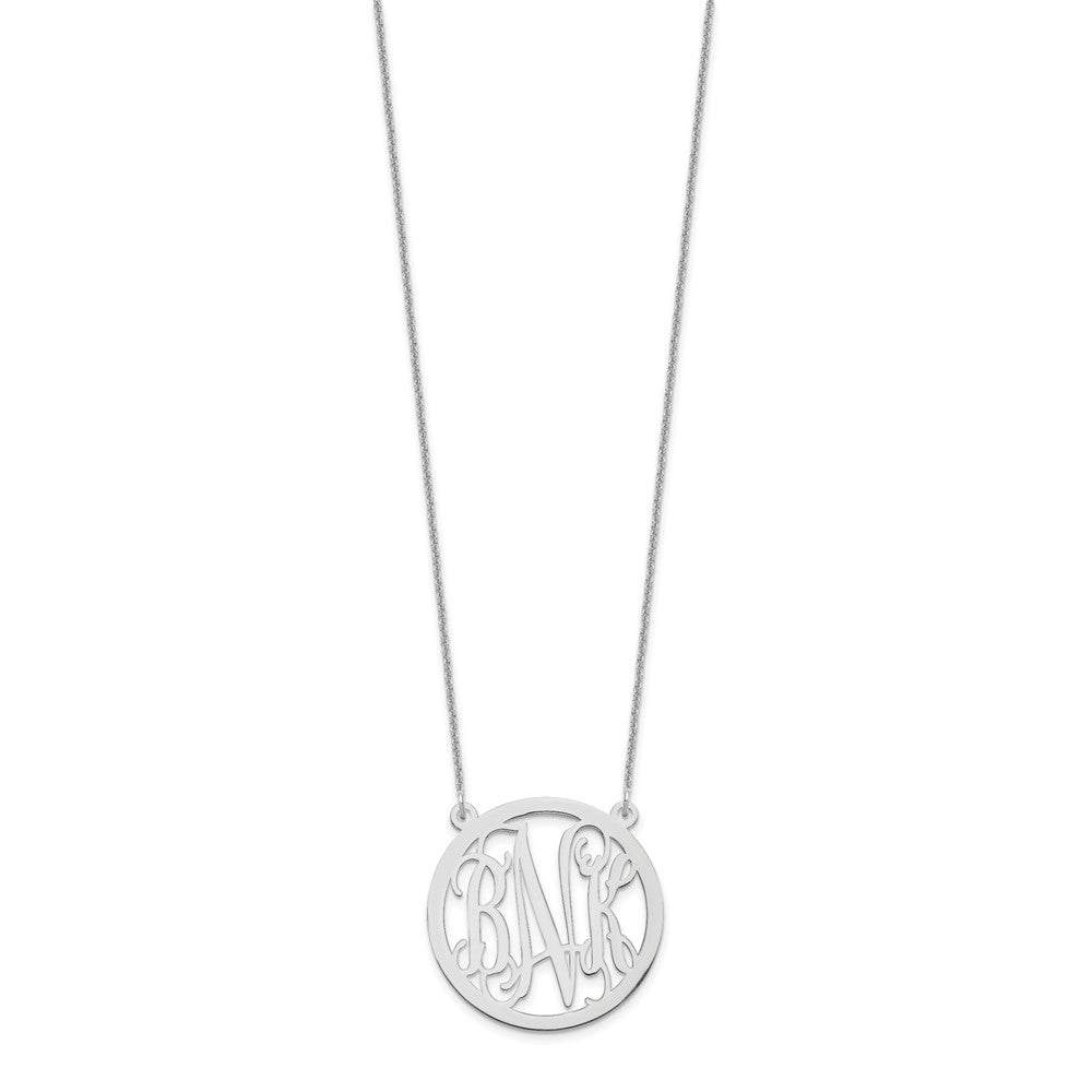14K Weißgold Rund Monogramm Halskette
