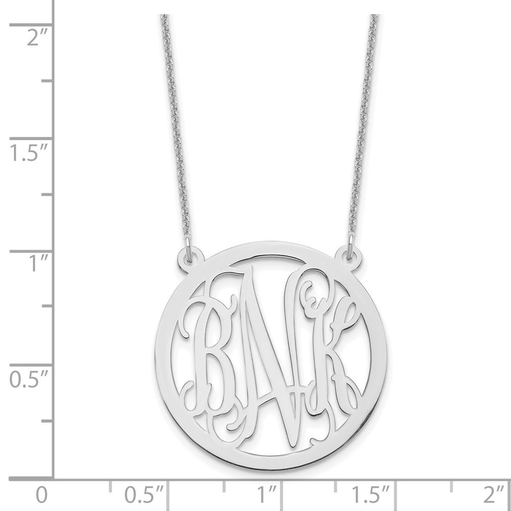 14K Weißgold Rund Monogramm Halskette