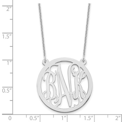 14K Weißgold Rund Monogramm Halskette