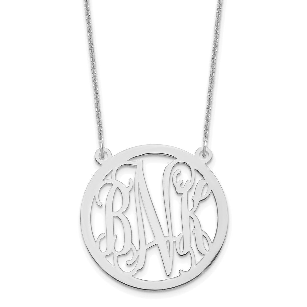 14K Weißgold Rund Monogramm Halskette
