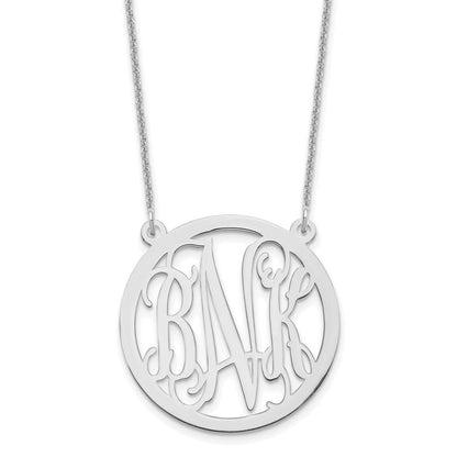 14K Weißgold Rund Monogramm Halskette