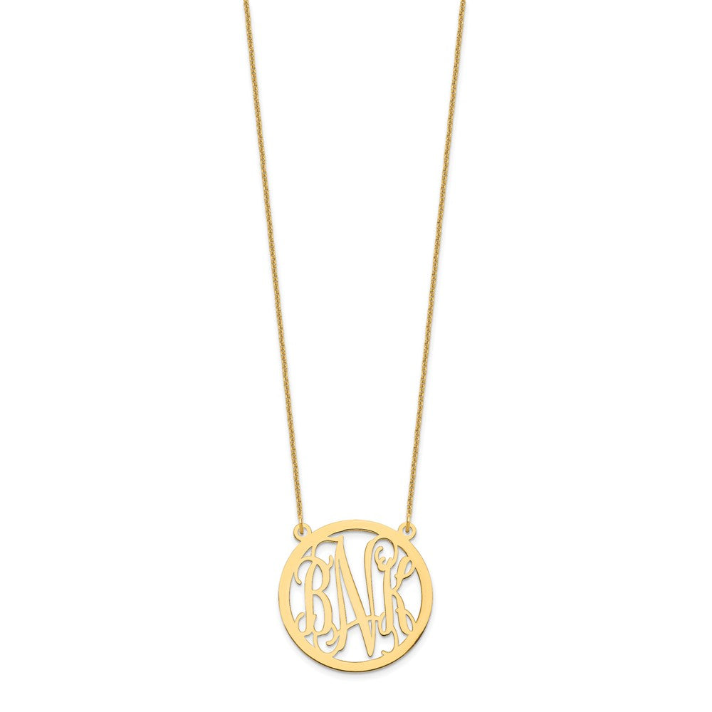 14K Gelbgold Rund Monogramm Halskette