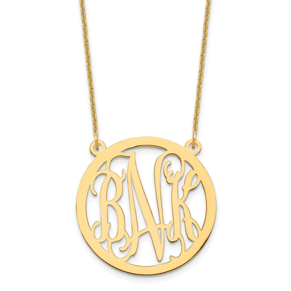 14K Gelbgold Rund Monogramm Halskette