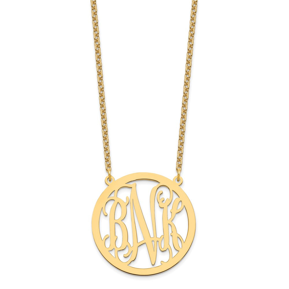 Vergoldet Sterlingsilber /gold Groß Rund Monogramm Anhänger