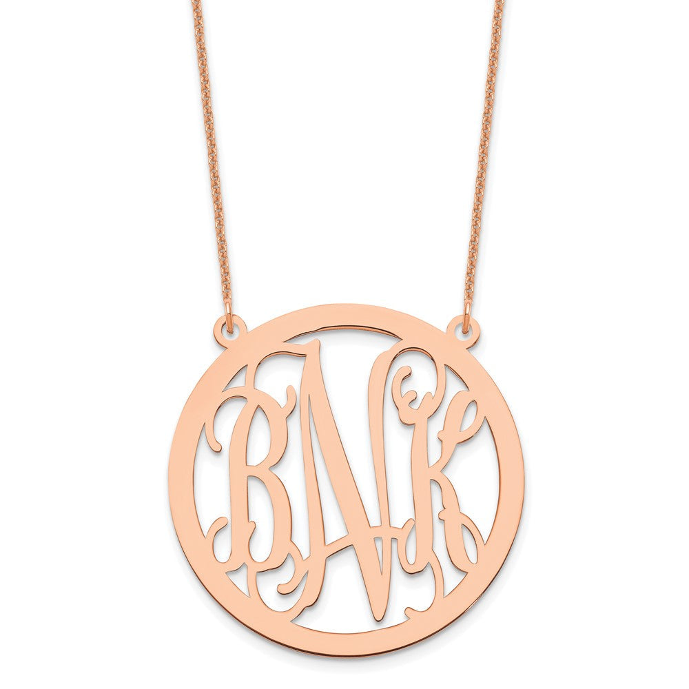 14K Roségold Groß Rund Monogramm Halskette